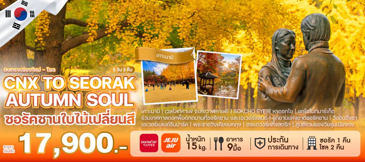 ทัวร์เกาหลีบินตรงเชียงใหม่ - โซล CHIANG MAI TO SEORAK AUTUMN SOUL