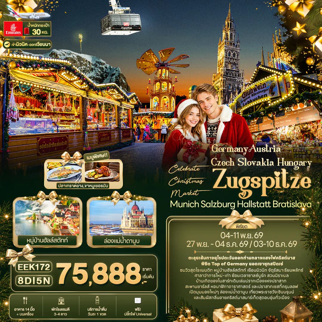 Celebrate Christmas Market Germany Austria Czech Slovekia Hungary Zugspitze Munich Salzburg Hallstatt Bratislava